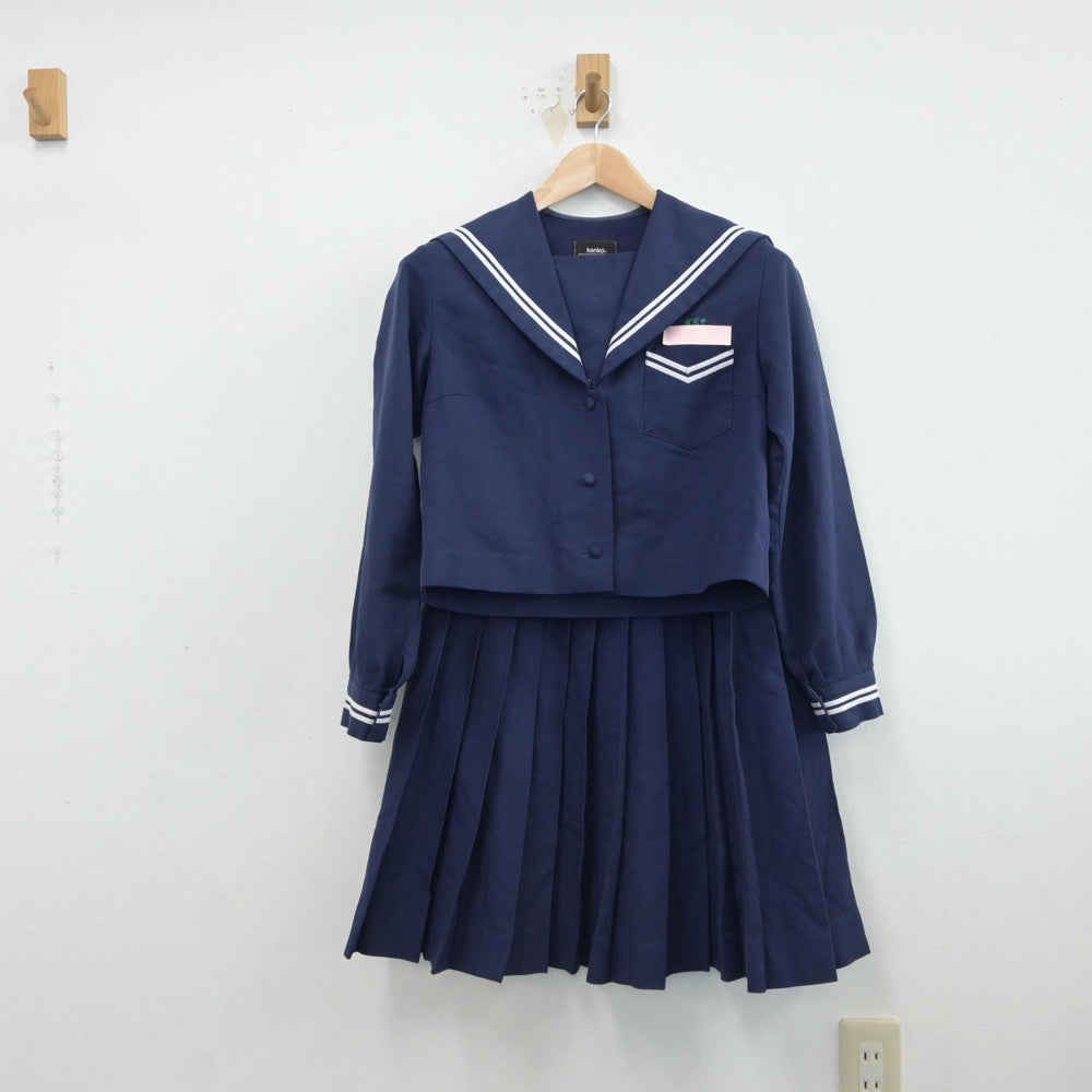 【中古】沖縄県 安岡中学校 女子制服 2点（セーラー服・スカート）sf017067