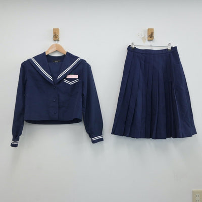 【中古】沖縄県 安岡中学校 女子制服 2点（セーラー服・スカート）sf017067