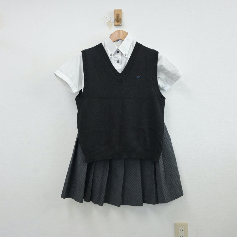 【中古】京都府 洛陽総合高等学校 女子制服 3点（シャツ・ニットベスト・スカート）sf017072