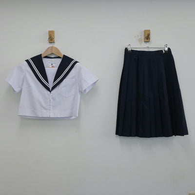 【中古】愛知県 八幡中学校 女子制服 2点（セーラー服・スカート）sf017086