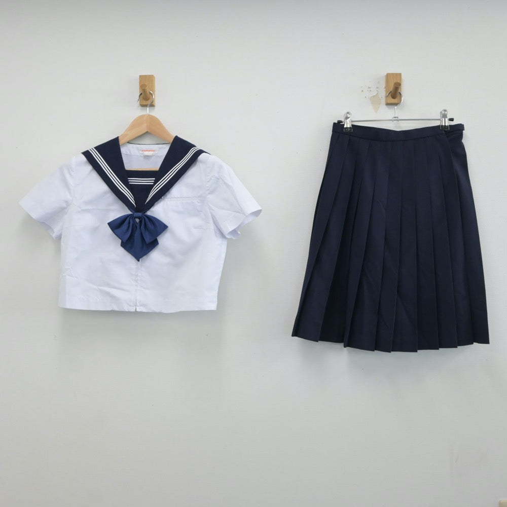 【中古】秋田県 秋田西中学校 女子制服 3点（セーラー服・スカート）sf017098