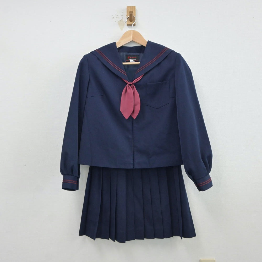 【中古】青森県 尾上中学校 女子制服 4点（セーラー服・セーラー服・スカート）sf017111