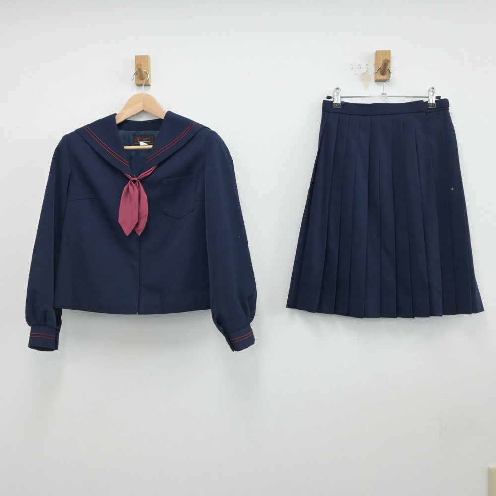 【中古】青森県 尾上中学校 女子制服 4点（セーラー服・セーラー服・スカート）sf017111