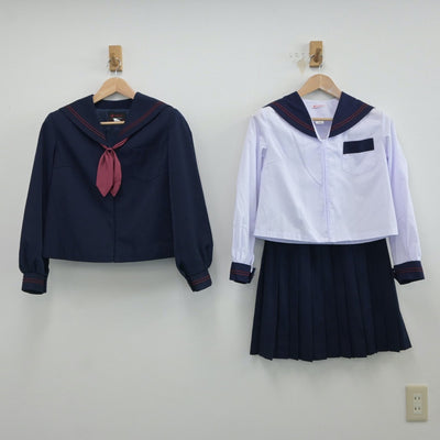 【中古】青森県 尾上中学校 女子制服 4点（セーラー服・セーラー服・スカート）sf017111