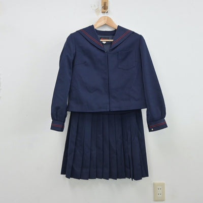 【中古】青森県 尾上中学校 女子制服 4点（セーラー服・セーラー服・スカート）sf017112