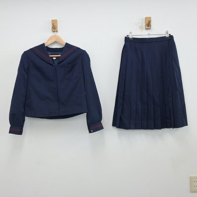 【中古】青森県 尾上中学校 女子制服 4点（セーラー服・セーラー服・スカート）sf017112