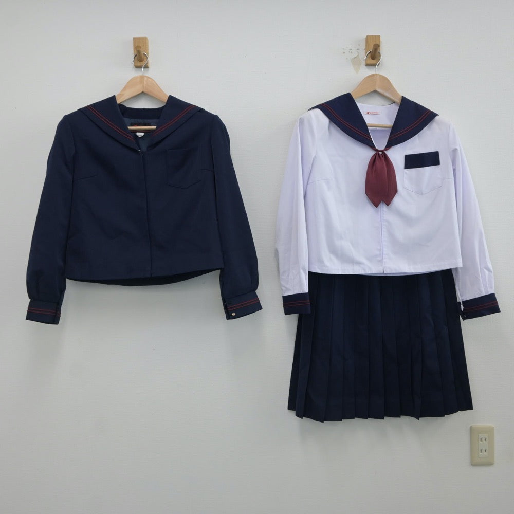 中古制服】青森県 尾上中学校 女子制服 4点（セーラー服
