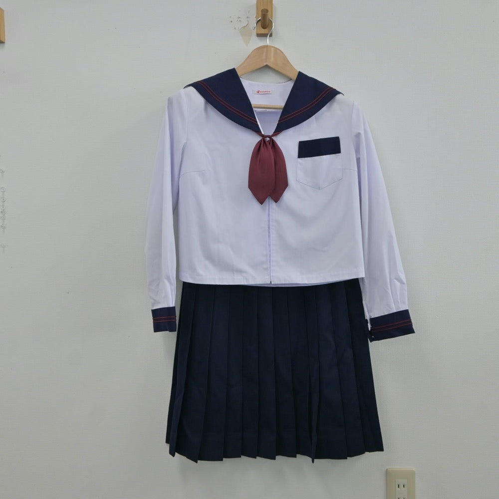 【中古】青森県 尾上中学校 女子制服 4点（セーラー服・セーラー服・スカート）sf017112