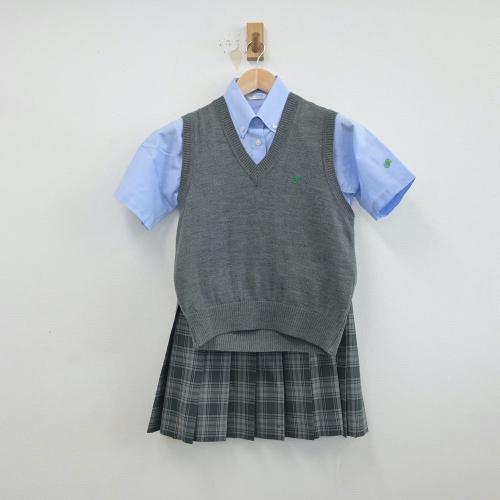 【中古】東京都 杉並総合高等学校 女子制服 3点（シャツ・ニットベスト・スカート）sf017117