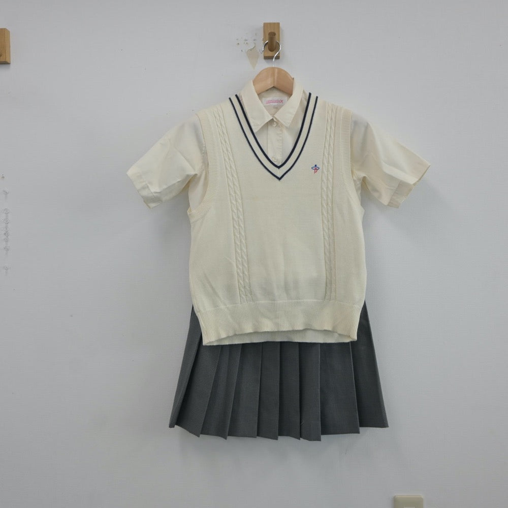 【中古】富山県 富山第一高等学校 女子制服 3点（ニットベスト・シャツ・スカート）sf017126