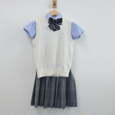 【中古】東京都 京華商業高等学校 女子制服 7点（シャツ・ニットベスト・スカート）sf017142