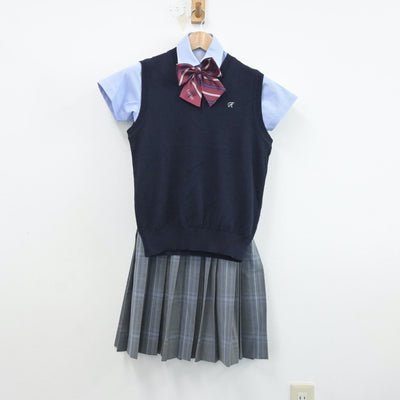 【中古】東京都 京華商業高等学校 女子制服 7点（シャツ・ニットベスト・スカート）sf017142