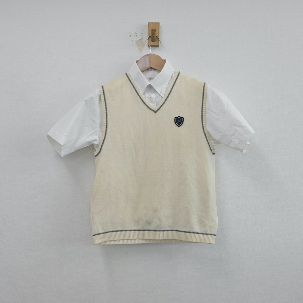 【中古】東京都 八王子学園中学校 女子制服 2点（シャツ・ニットベスト）sf017168