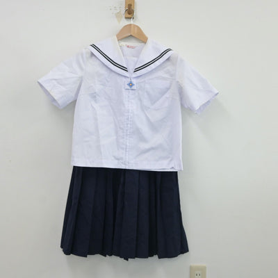 【中古】福島県 本宮第二中学校 女子制服 3点（セーラー服・スカート）sf017193