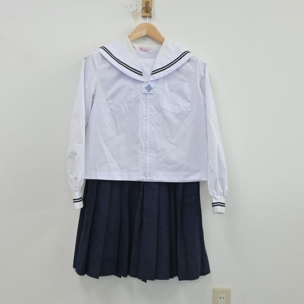 【中古】福島県 本宮第二中学校 女子制服 3点（セーラー服・スカート）sf017193