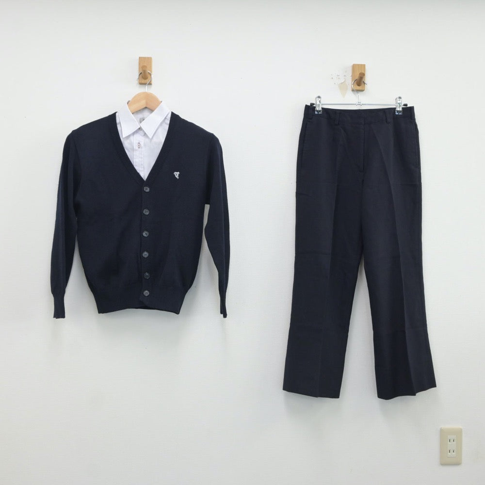 【中古】宮城県 多賀城高等学校 女子制服 3点（シャツ・ニット・ズボン）sf017203