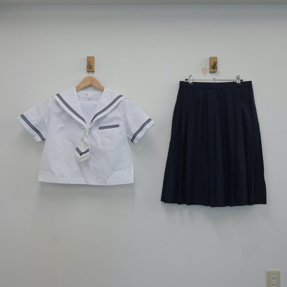 【中古】北海道 七飯中学校 女子制服 5点（セーラー服・スカート）sf017214