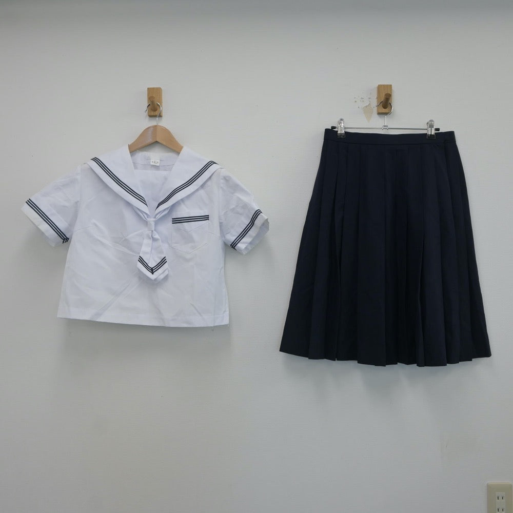 【中古】北海道 七飯中学校 女子制服 5点（セーラー服・スカート）sf017215