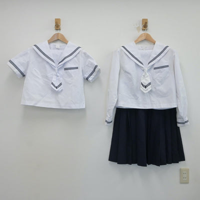 【中古】北海道 七飯中学校 女子制服 5点（セーラー服・スカート）sf017215