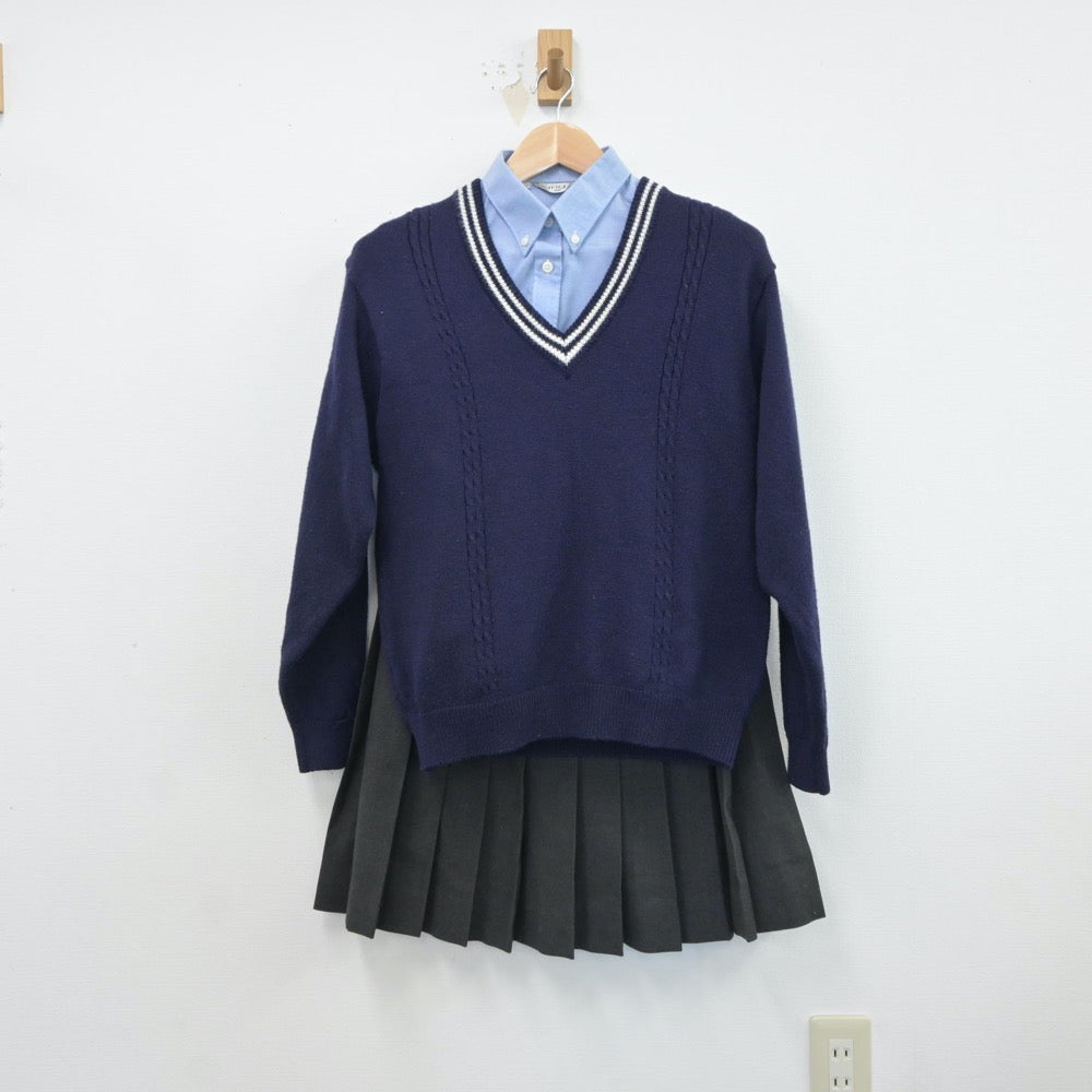 【中古】石川県 向陽高等学校 女子制服 4点（ブレザー・シャツ・ニット・スカート）sf017217