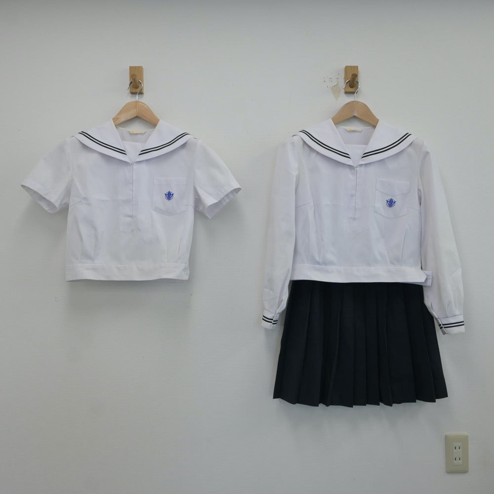 【中古】石川県 西南部中学校 女子制服 3点（セーラー服・スカート）sf017221