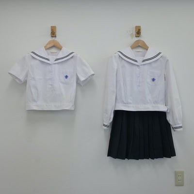 【中古】石川県 西南部中学校 女子制服 3点（セーラー服・スカート）sf017221