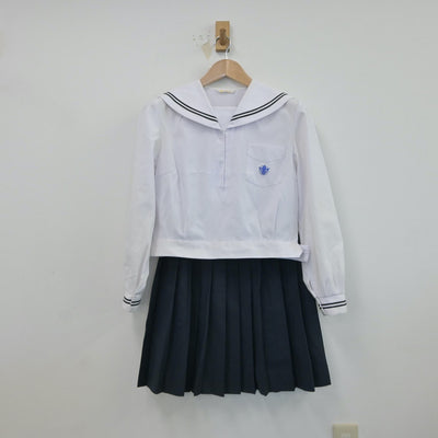 【中古】石川県 西南部中学校 女子制服 3点（セーラー服・スカート）sf017221