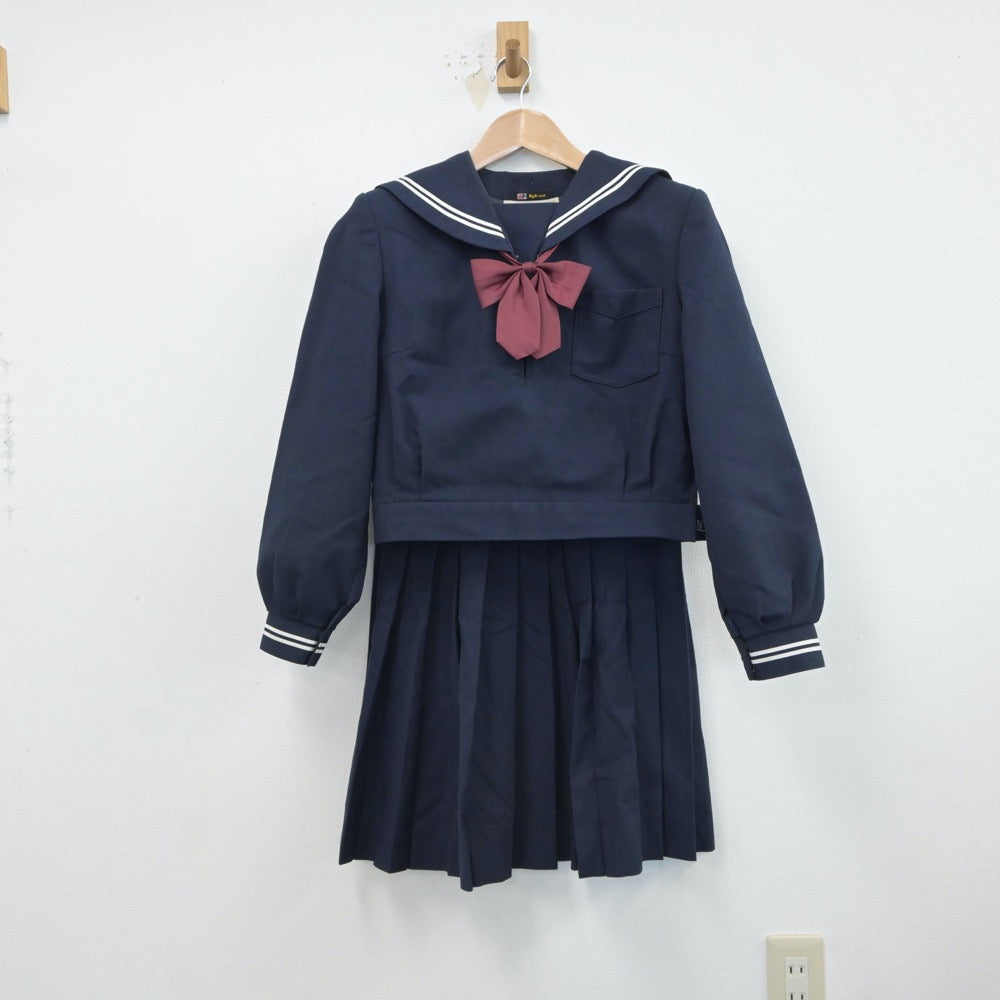 【中古】石川県 西南部中学校 女子制服 3点（セーラー服・スカート）sf017222