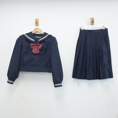 【中古】石川県 西南部中学校 女子制服 3点（セーラー服・スカート）sf017222