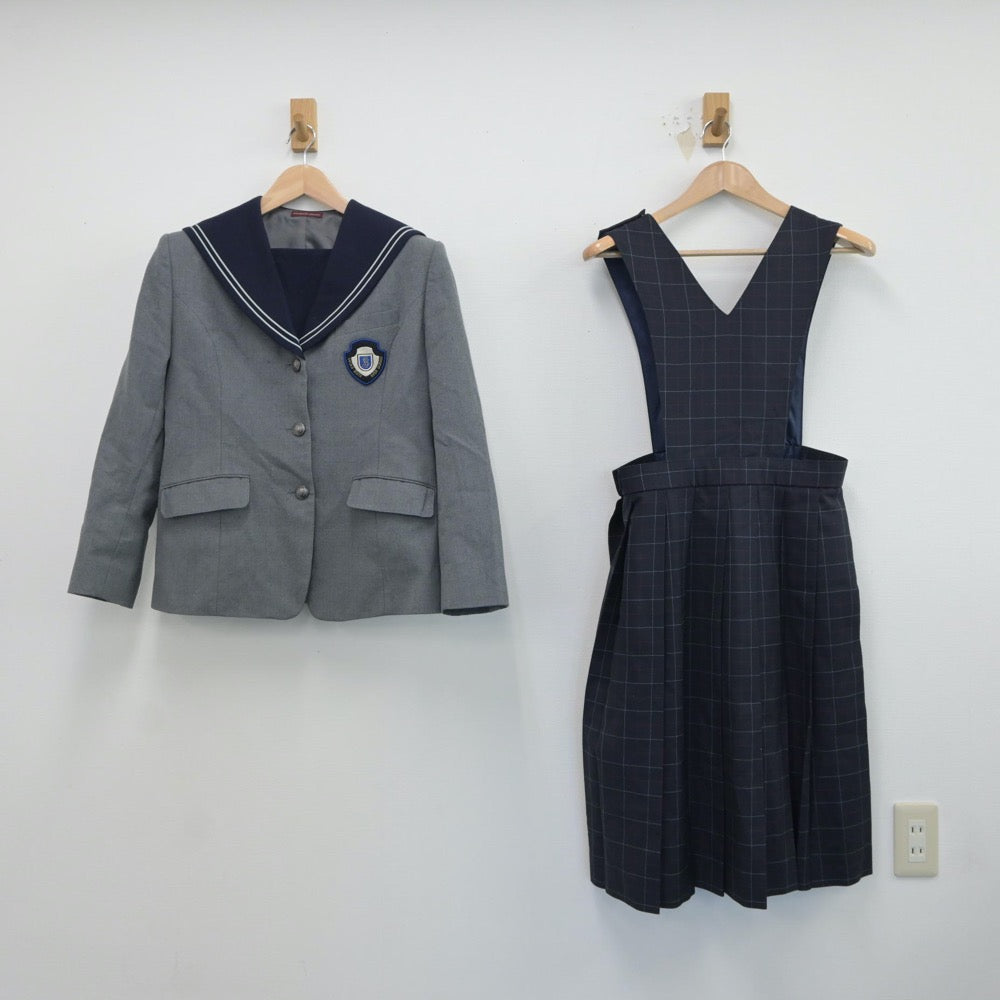 【中古】福岡県 精華女子高等学校 女子制服 2点（ブレザー・ジャンパースカート）sf017224