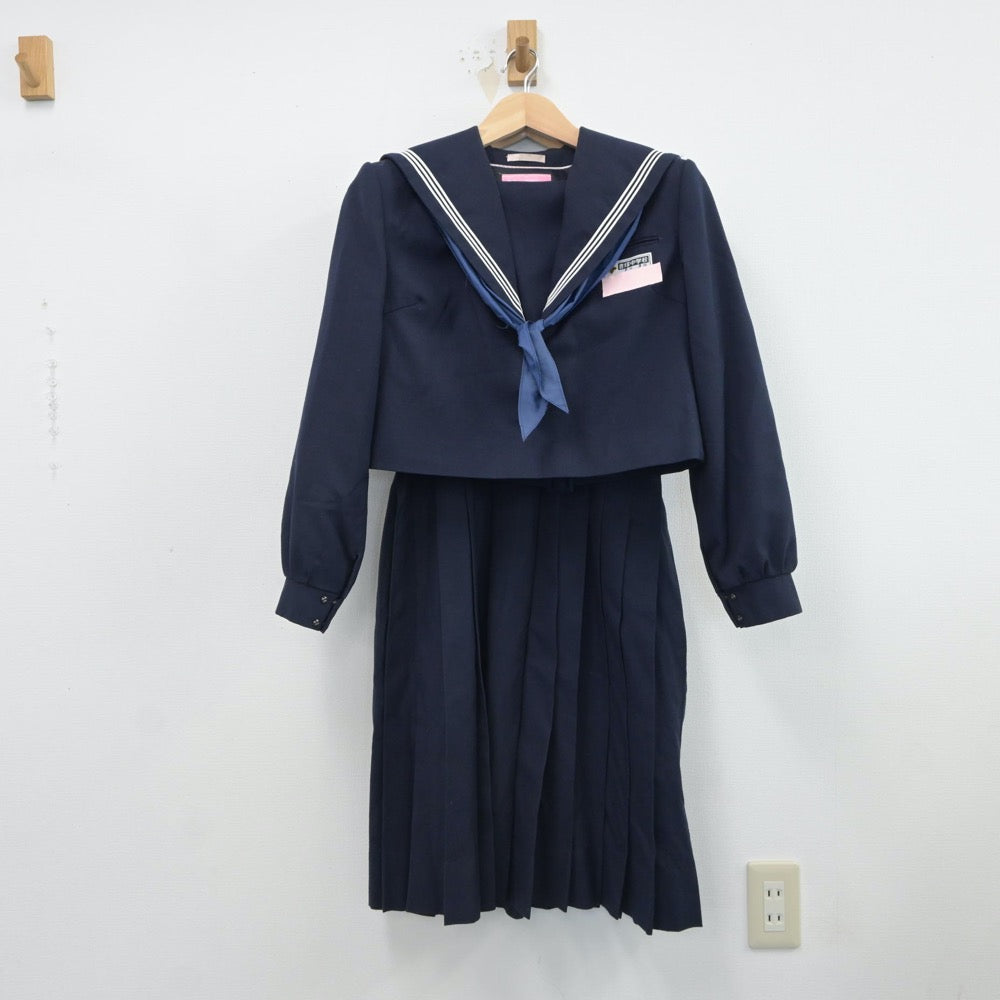 【中古】福岡県 吉塚中学校 女子制服 3点（セーラー服・ジャンパースカート）sf017227