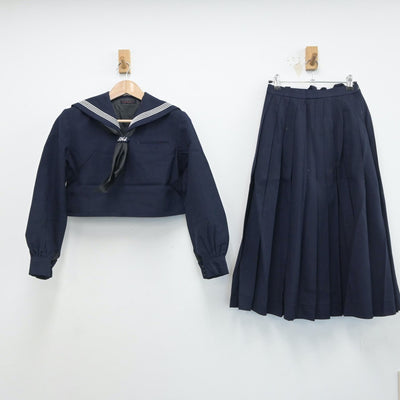 【中古】福岡県 朝倉高等学校 女子制服 3点（セーラー服・スカート）sf017229