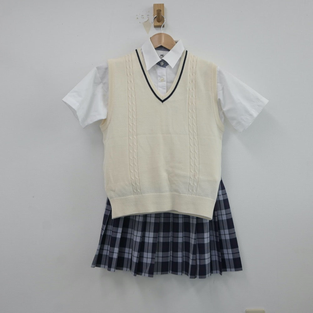 【中古】東京都 貞静学園高等学校 女子制服 6点（シャツ・ニットベスト・スカート）sf017235