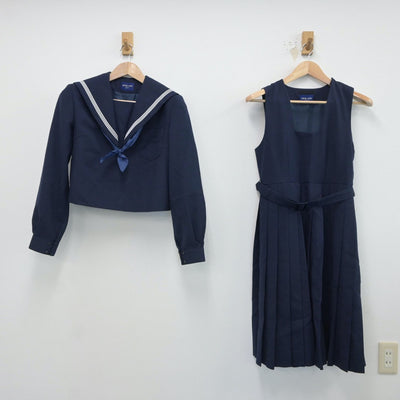 【中古】福岡県 大刀洗中学校 女子制服 3点（セーラー服・ジャンパースカート）sf017242