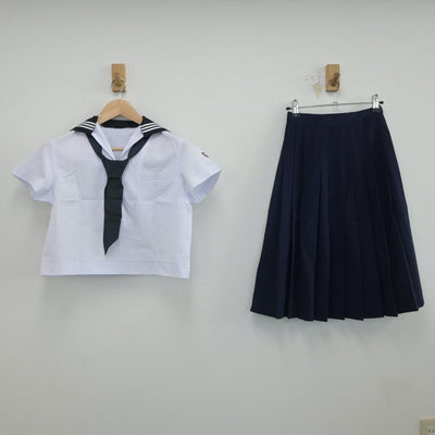 【中古】静岡県 静岡英和女学院高等学校 女子制服 3点（セーラー服・スカート）sf017257