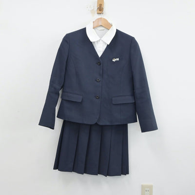 【中古】福岡県 久留米高等学校 女子制服 4点（ブレザー・シャツ・ニット・スカート）sf017259