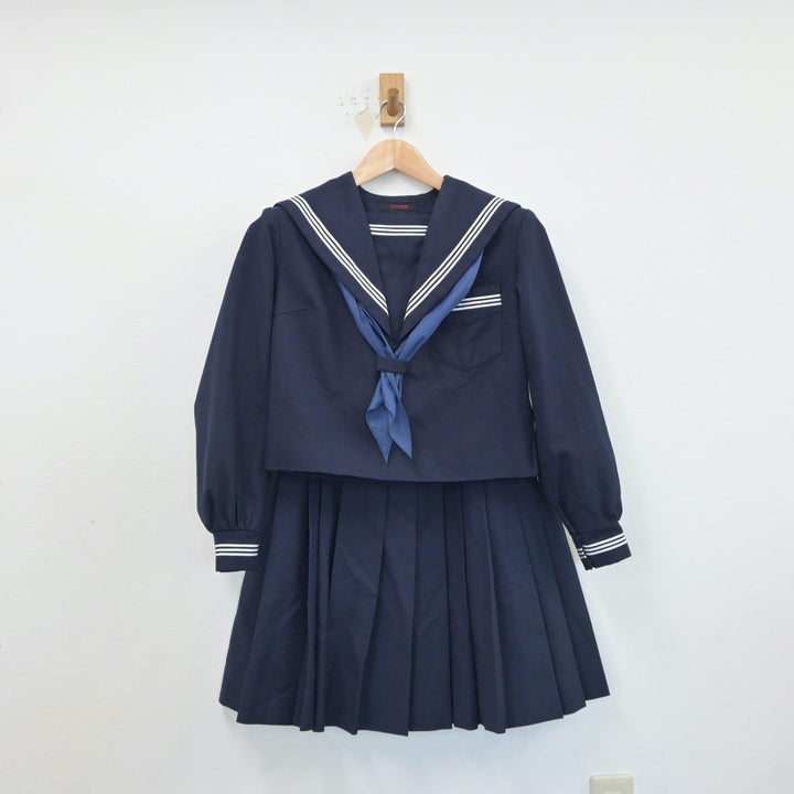 中古】兵庫県 朝日中学校 女子制服 3点 (セーラー服・スカート