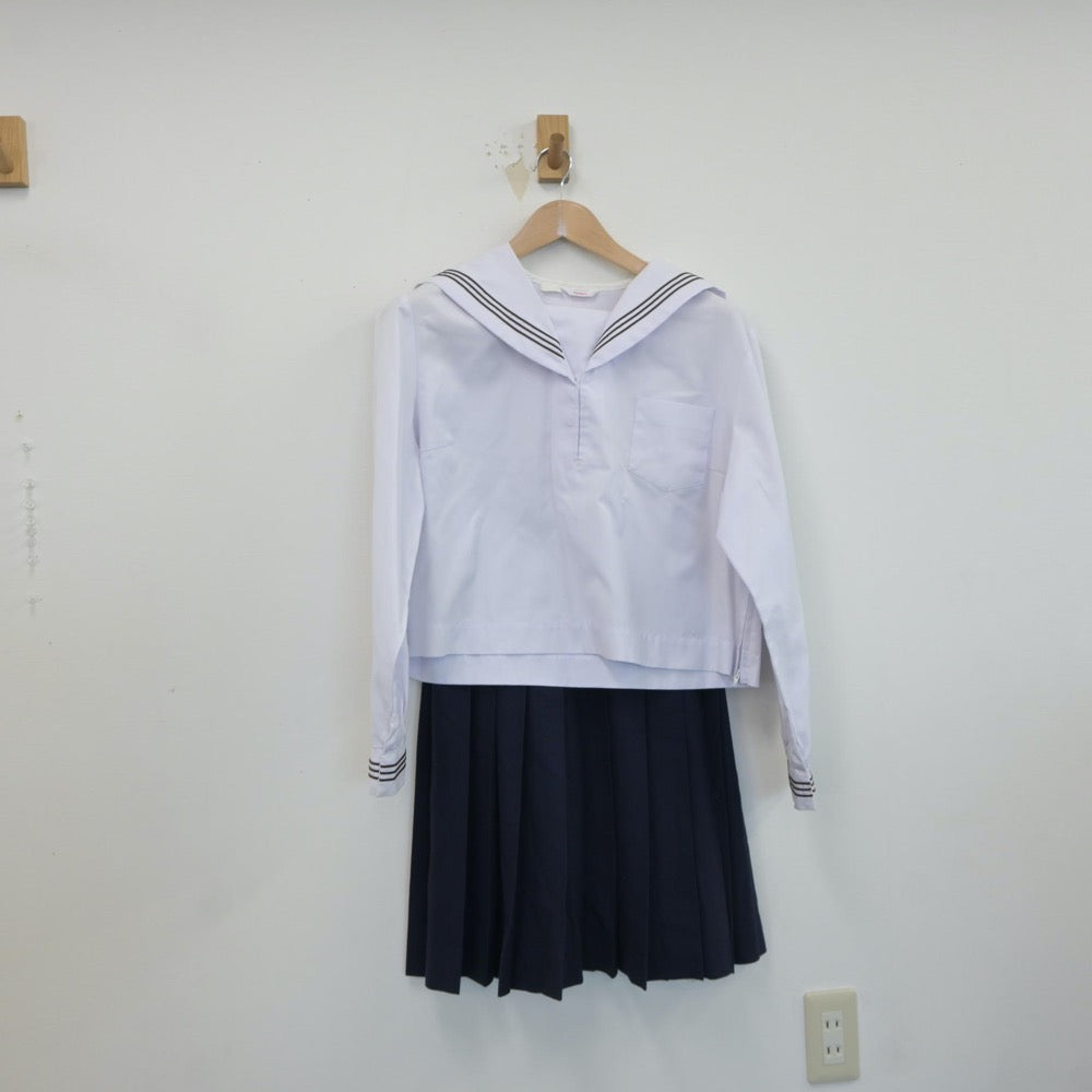 【中古】福島県 日和田中学校 女子制服 4点（セーラー服・セーラー服・スカート）sf017285