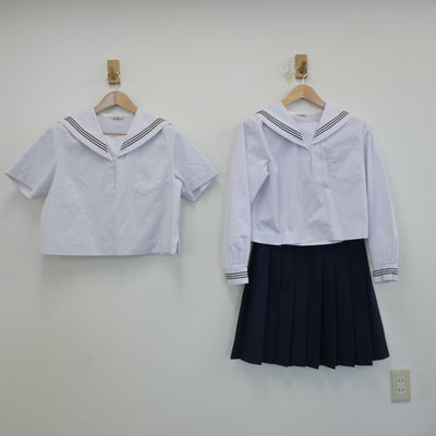 【中古】福島県 日和田中学校 女子制服 4点（セーラー服・スカート・スカート）sf017286