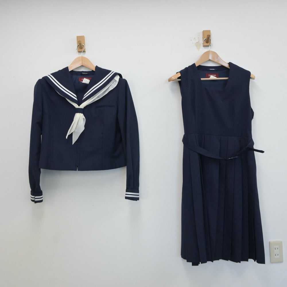 【中古】千葉県 高洲中学校 女子制服 3点（セーラー服・ジャンパースカート）sf017290