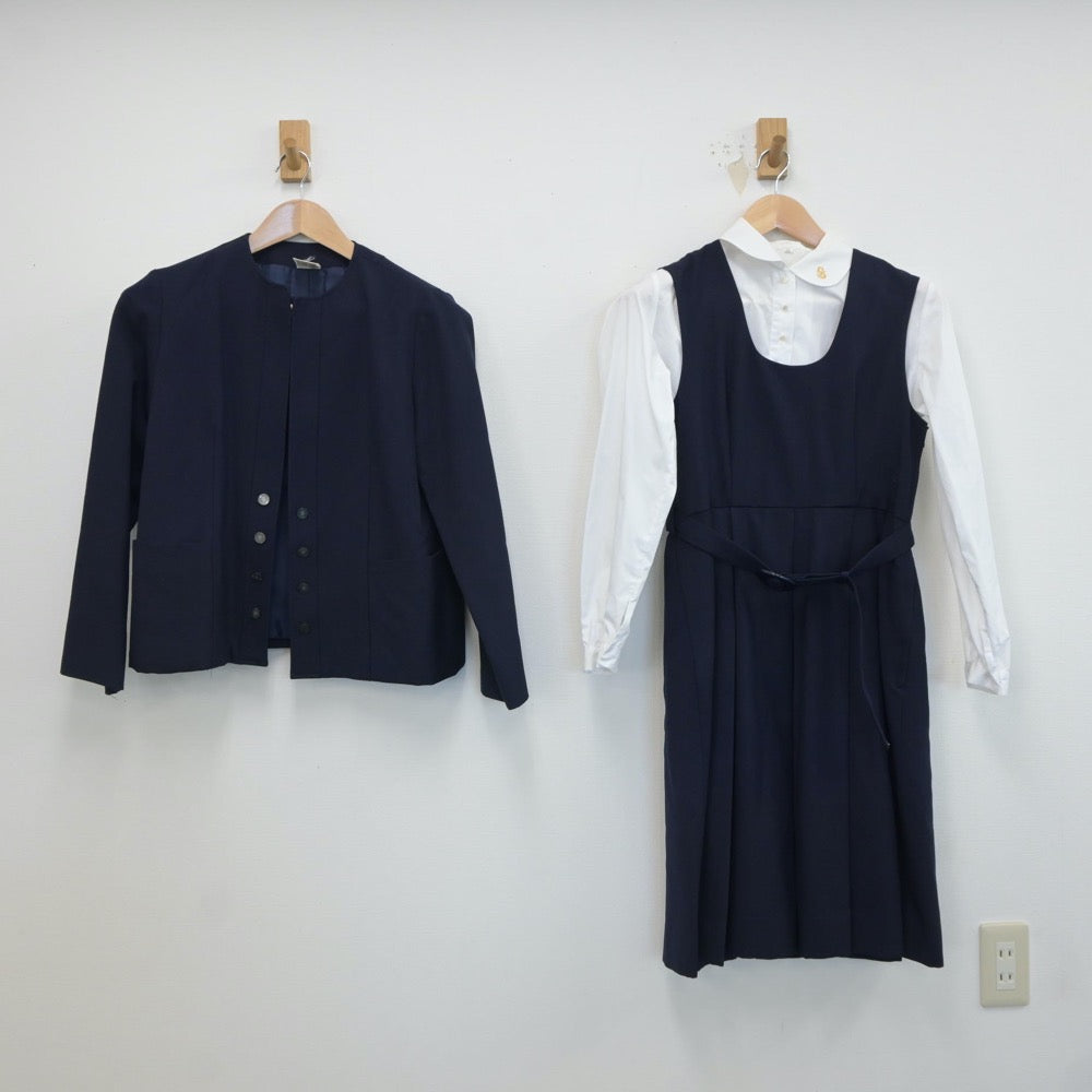 【中古】秋田県 聖霊学園高等学校 女子制服 3点（ブレザー・シャツ・ジャンパースカート）sf017295