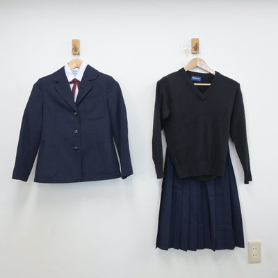 【中古】埼玉県 上里北中学校 女子制服 6点（ブレザー・シャツ・ベスト・ニット・スカート）sf017304