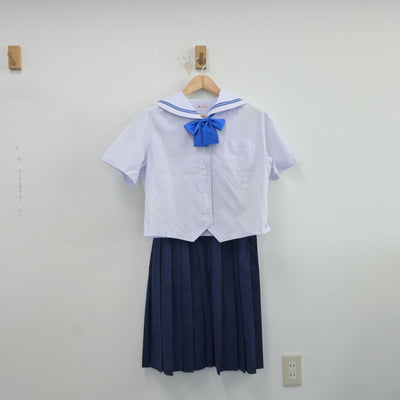 【中古】鹿児島県 種子島中学校 女子制服 3点（セーラー服・スカート）sf017329