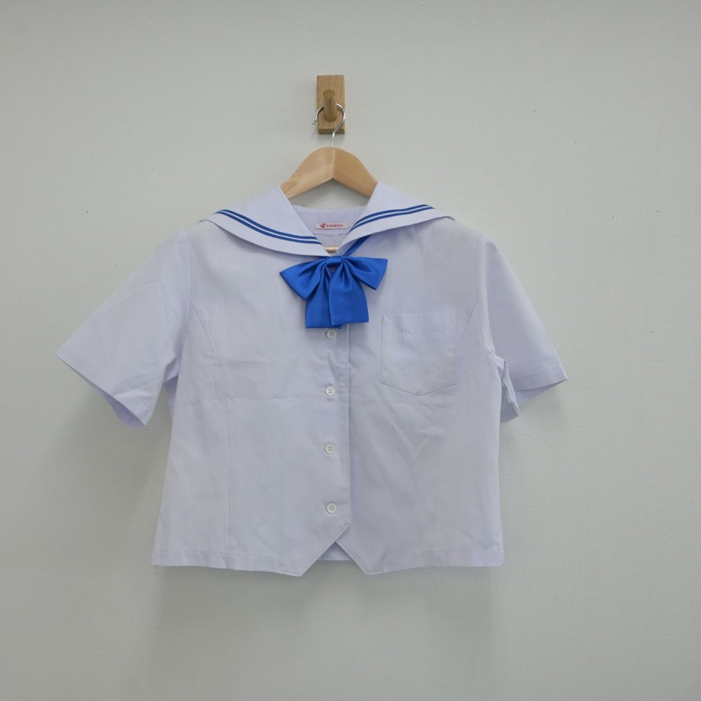 【中古】鹿児島県 種子島中学校 女子制服 3点（セーラー服・スカート）sf017329