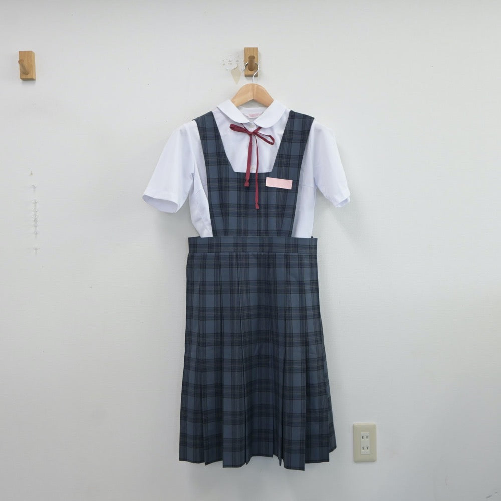 【中古】福岡県 田原中学校 女子制服 3点（シャツ・ジャンパースカート）sf017330