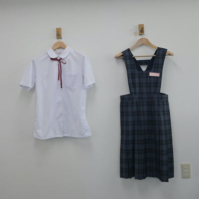 【中古】福岡県 田原中学校 女子制服 3点（シャツ・ジャンパースカート）sf017330