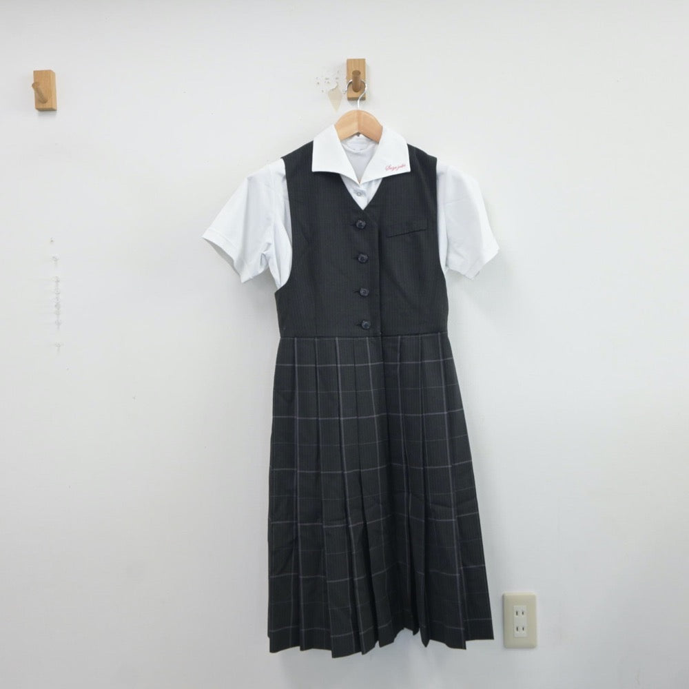 【中古】佐賀県 佐賀女子短期大学付属佐賀女子高等学校 女子制服 3点（シャツ・シャツ・ジャンパースカート）sf017331