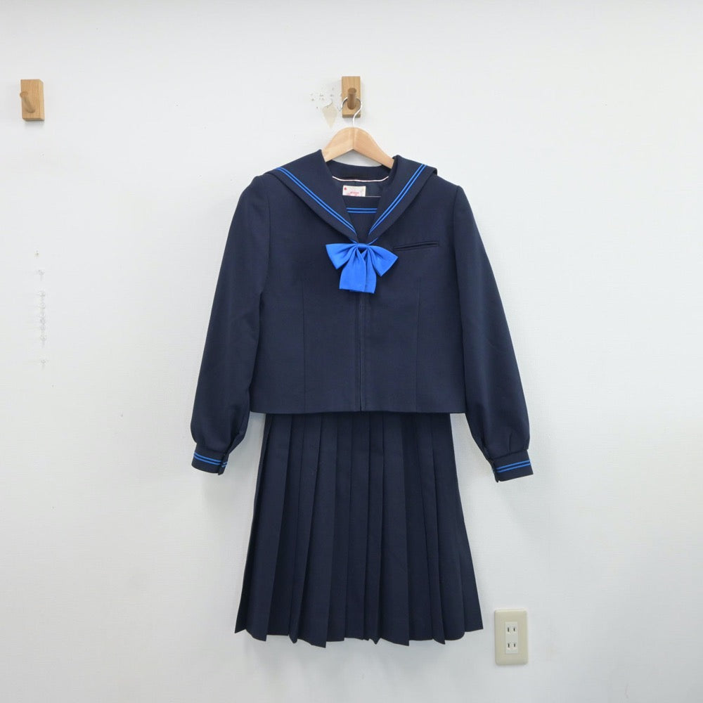 【中古】鹿児島県 種子島中学校 女子制服 4点（セーラー服・スカート）sf017336