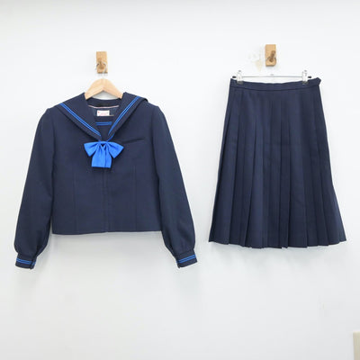 【中古】鹿児島県 種子島中学校 女子制服 4点（セーラー服・スカート）sf017336