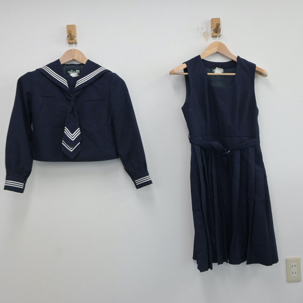 【中古】神奈川県 田島中学校 女子制服 3点（セーラー服・ジャンパースカート）sf017338